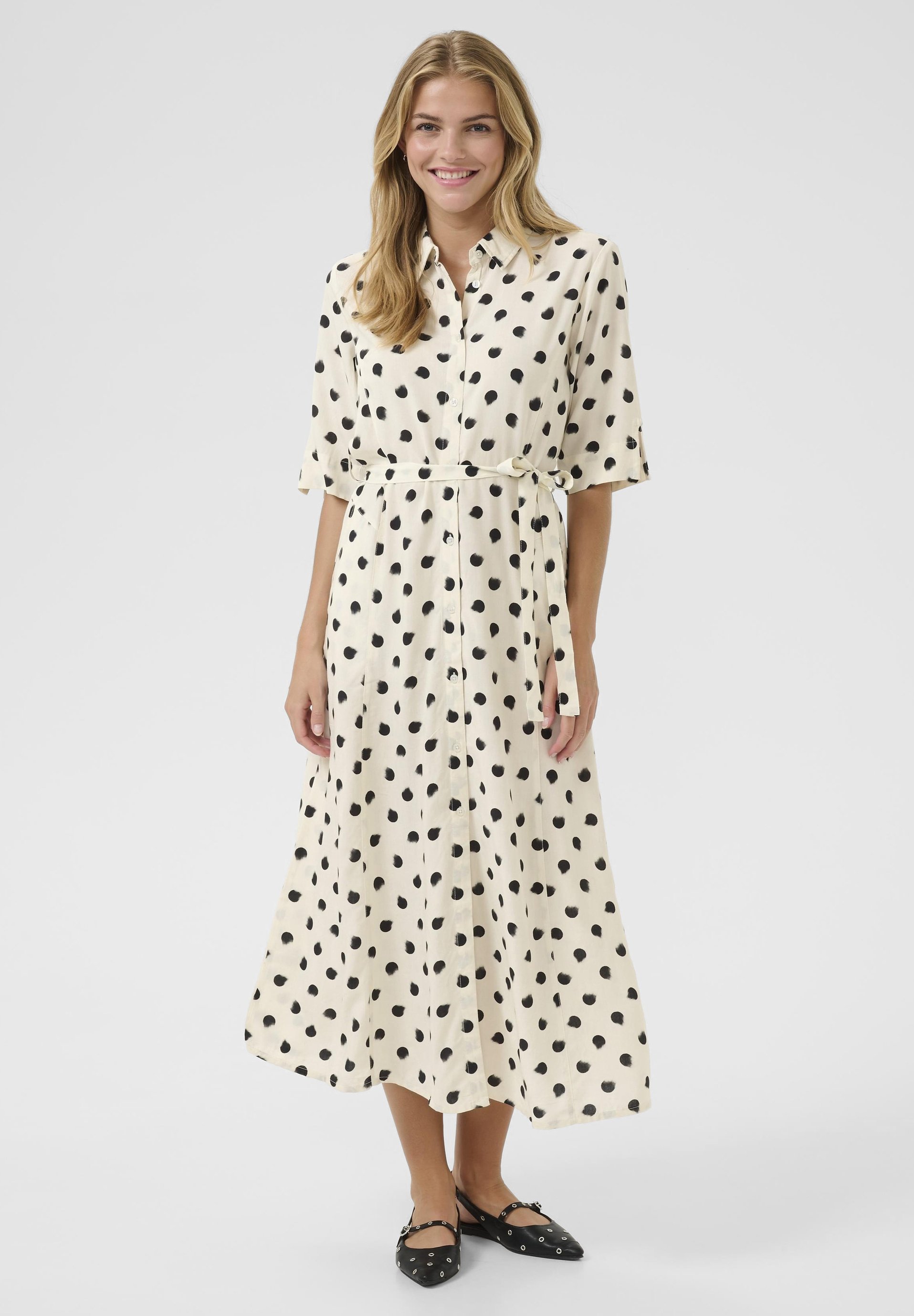Cream CRTIAH - Shirt dress - black smuged dot/black - Zalando.ie