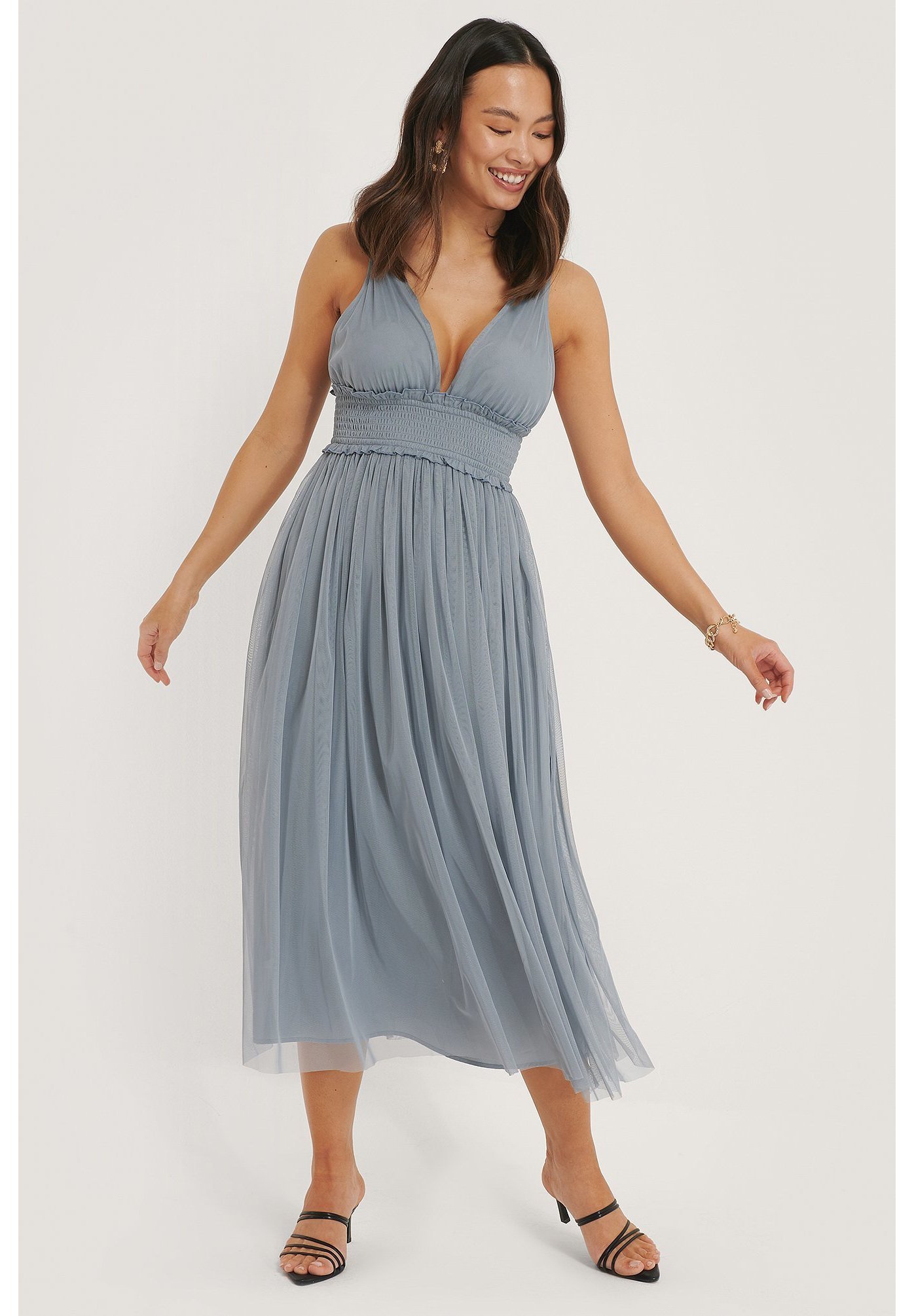 NA-KD V NECK MIDI DRESS - Ballkleid - grey/lila - Zalando.de