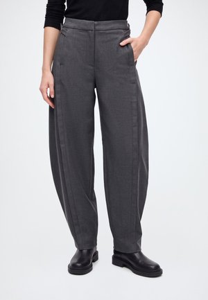 Object, OBJKAVIN BARREL PANTS - Wide Leg - dark grey melange