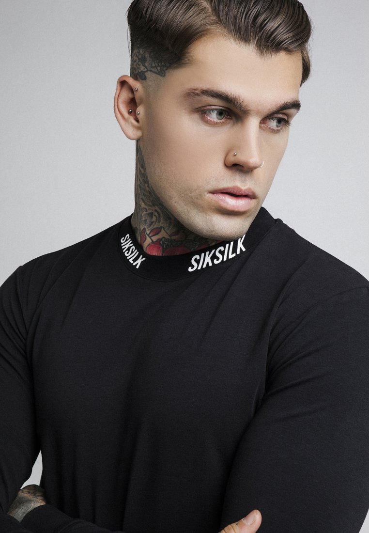 Черная рубашка мужская в обтяг. Siksilk. Черная облегающая рубашка. Siksilk бренд. Messi siksilk одежда.