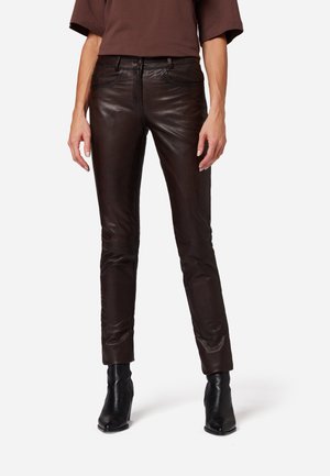 DORIN - Leather trousers - braun