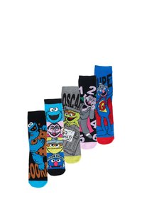 Bioworld 5 Paia Calzini Sesame Street: Pixelated, Casual Adulti, Taglia Unica 42-43 - 2