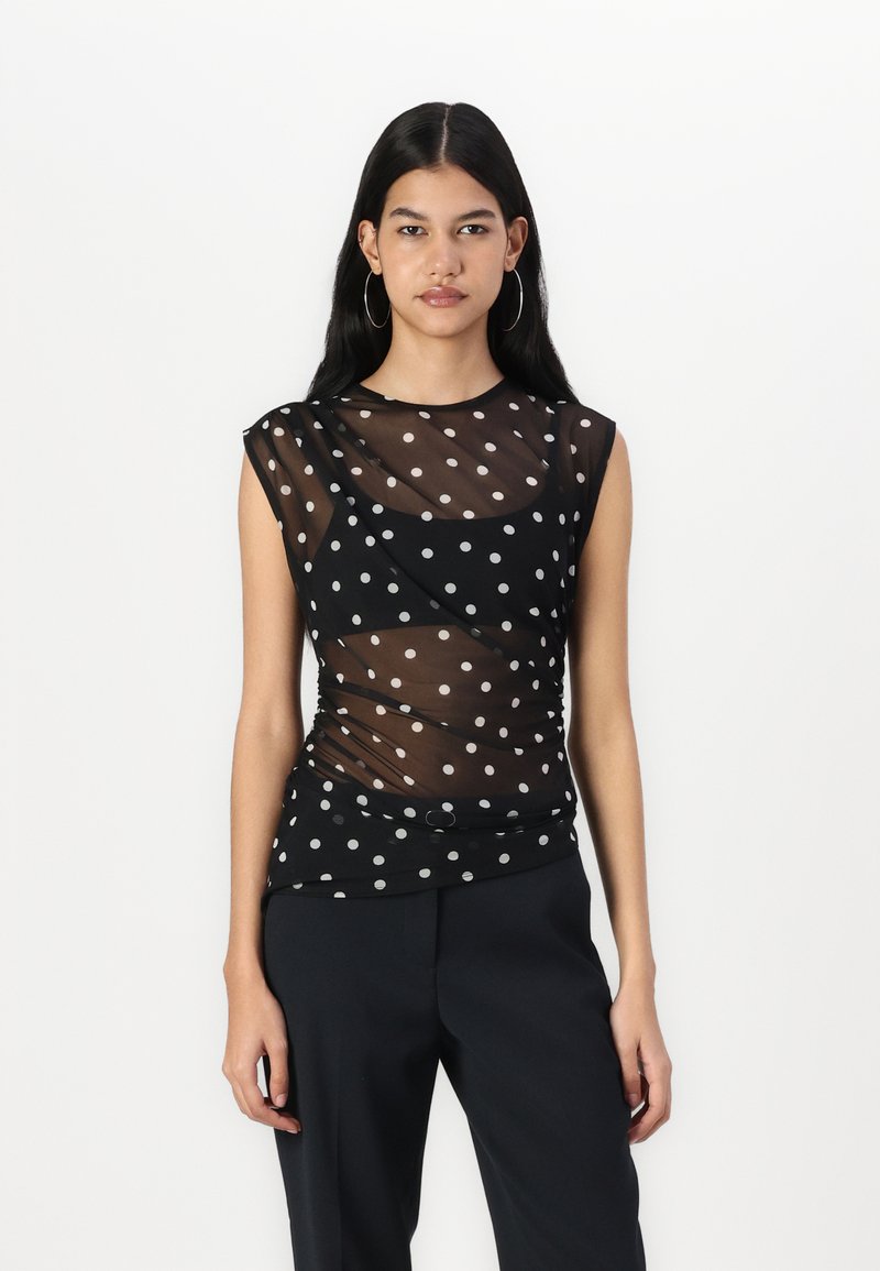 Abercrombie & Fitch Draped Mesh Top - Top - black