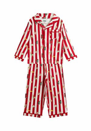 CHRISTMAS STRIPE COLLAR SET - Nattøj sæt - red
