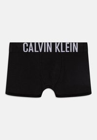 Zwarte boxershorts gemaakt van katoen. Voorzien van een brede elastische tailleband met het "CALVIN KLEIN" logo in het wit. Gladde textuur, aansluitend ontwerp.