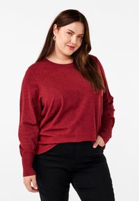 Zizzi FLASH MIT RUNDHALSAUSSCHNITT - Maglione - merlot mel.