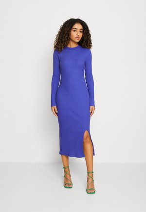 CIRC LONG SLEEVES MIDI HIGH SLIT DRESS - Neulemekko - blue