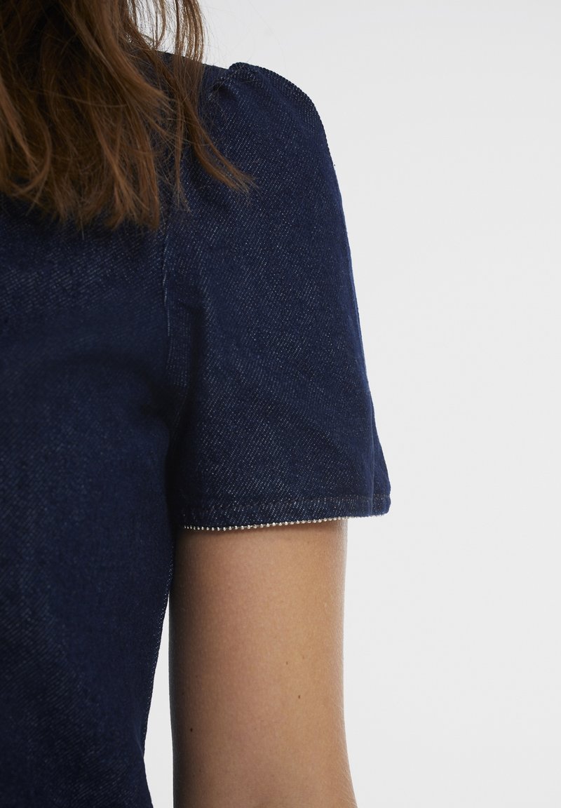 ikks denim dress Women's raw denim buttoned maxi dress IKKS