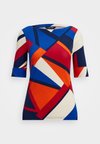 PRINT STRETCH COTTON BOATNECK TEE - Print T-shirt - blue