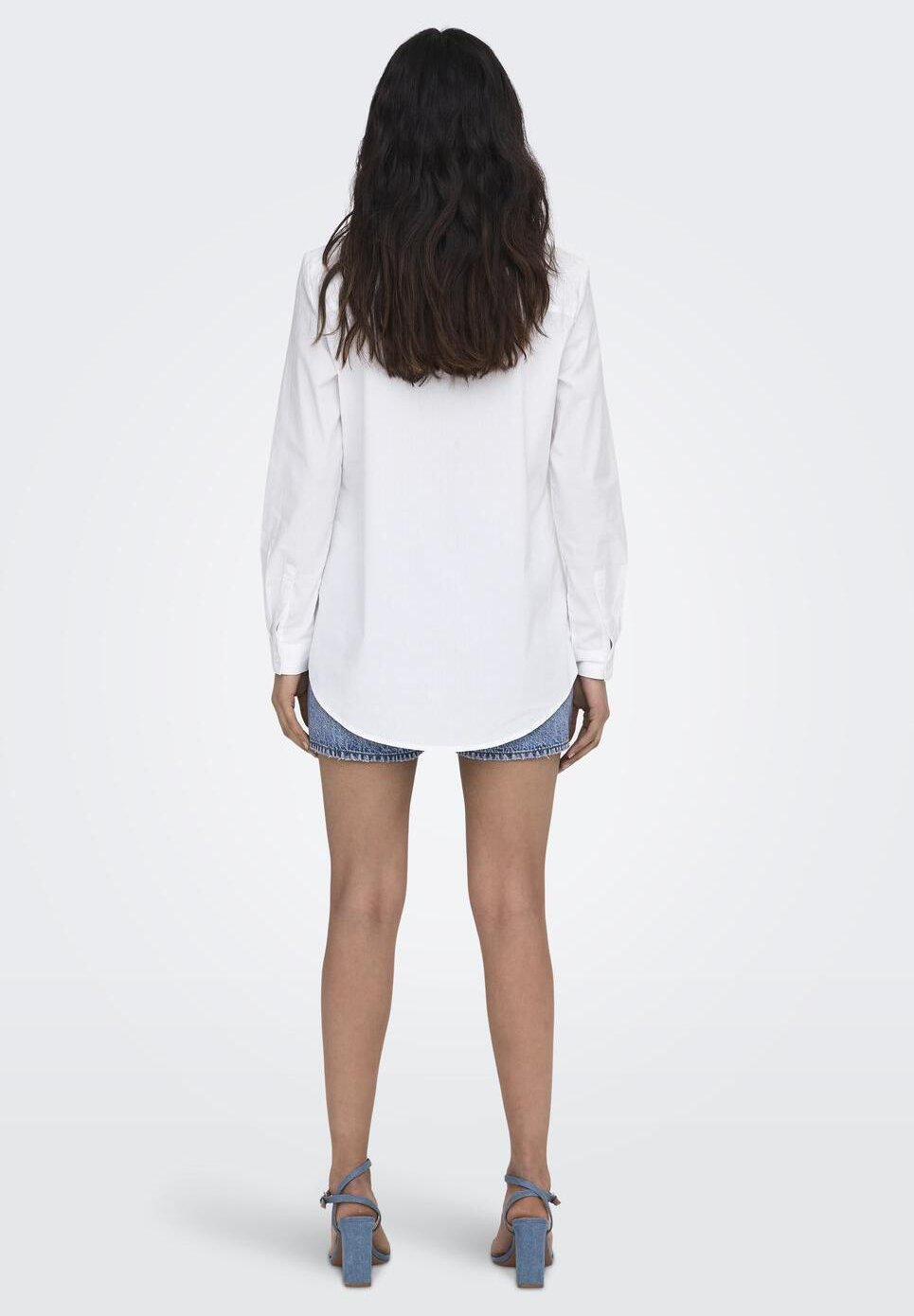 VERO MODA Vmmelaney Queeny LS - Camicia Donna In Bianco, Maniche Lunghe, Colletto Classico