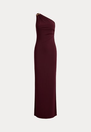Lauren Ralph Lauren, STRETCH JERSEY D-RING ONE-SHOULDER GOWN - Μάξι φόρεμα - dark garnet