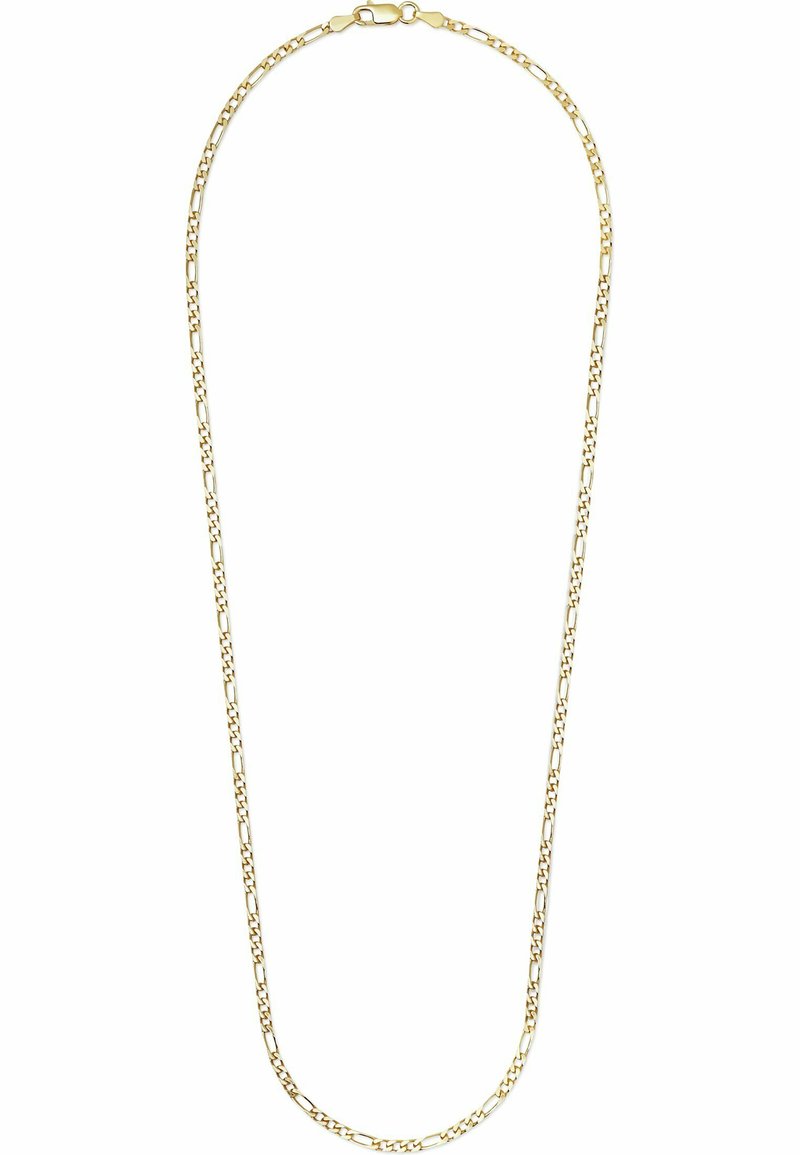 Guld kædese med forlængede led, en glat overflade og en sikker lås. Designet til et klassisk, alsidigt udseende.