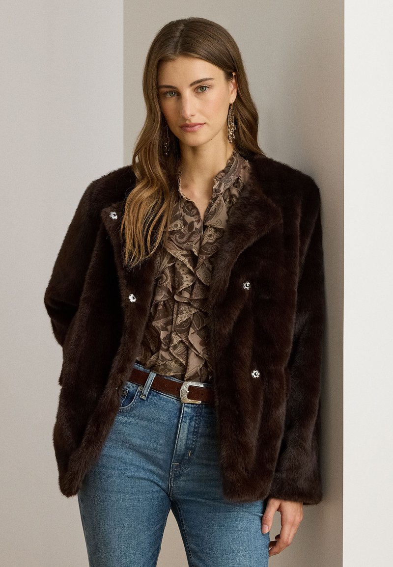 Lauren Ralph Lauren FAUX-FUR COAT - Kunstlederjacke - circuit brown