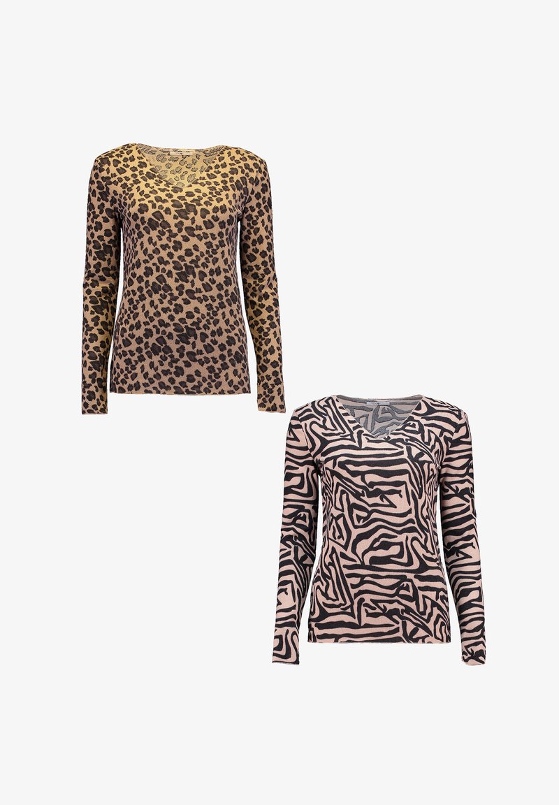 Hailys LANGARMSHIRT 2ER-SET V-AUSSCHNITT NORMALE PASSFORM - Long sleeved top - braun-2