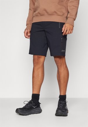 Shorts d'extérieur bleu marine en tissu léger, dotés d'une poche zippée, de surpiqûres contrastées et d'un logo sur la cuisse.