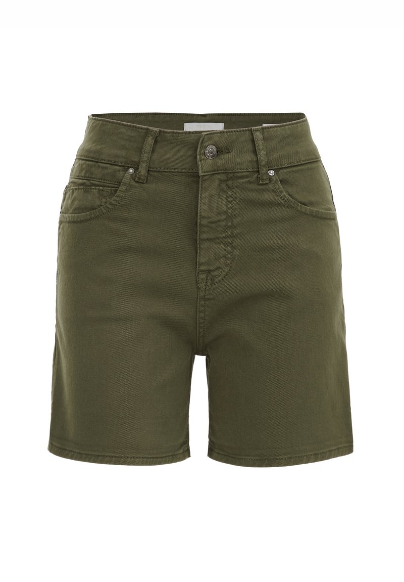 WE Fashion Jeansshort donkergroen gemêleerd