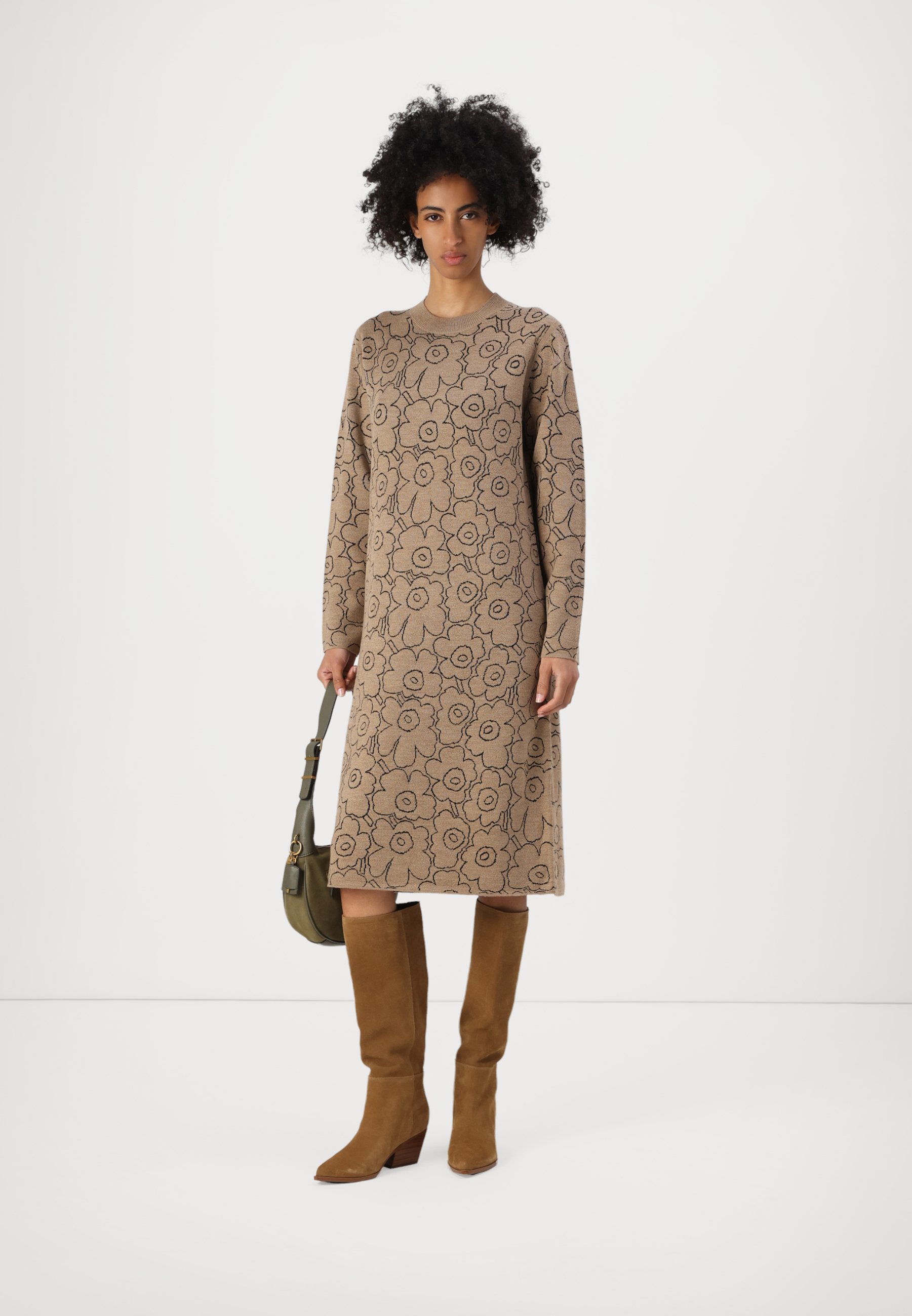 Marimekko ENNALLAAN PIIRTO UNIKKO DRESS - Neulemekko - beige
