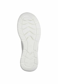 Sole di una sneaker, caratterizzata da scanalature testurizzate, un motivo ondulato e un colore bianco solido, progettata per aderenza e durata.