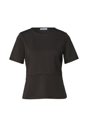 Street One, T-SHIRT MIT RUNDHALS UND VOLANT-DETAIL - T-shirt con stampa - black coffee