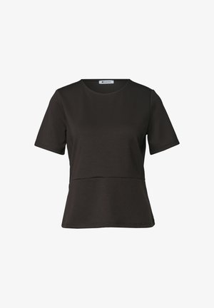 Street One, T-SHIRT WITH CREW NECK AND RUFFLE DETAIL - Camiseta estampada - black coffee