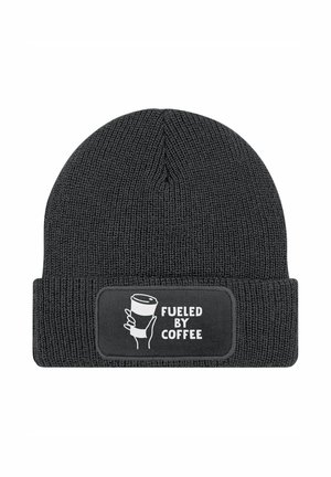 MIT PATCH  SPRUCH FUELED BY COFFE - Beanie - dunkelgrau