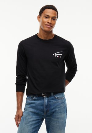 Tommy Jeans, SIGNATURE CHEST TEE  - Longsleeve - black