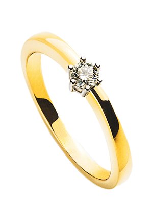 MUAU Schmuck SOLITÄR RING 6-GRIFF , BRILLANTEN 0.10CT. FASSUNG - Anello - gelbgoldfarben