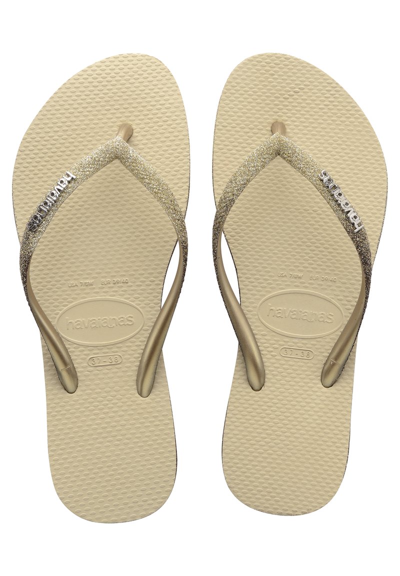 Havaianas SLIM SPARKLE - Chanclas dedo - sand grey/dorado Zalando.es