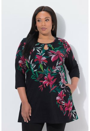 FLORAL MOTIF POCKET - Langarmshirt - black