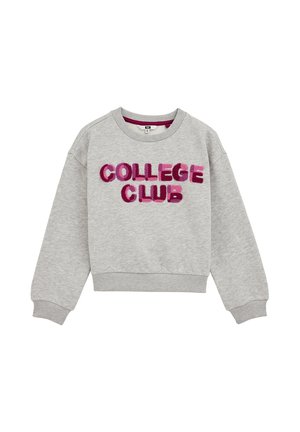 Felpa grigia con la scritta "COLLEGE CLUB" in lettering morbido e multicolore. Polsini e orlo a costine, scollatura rotonda e vestibilità casual.