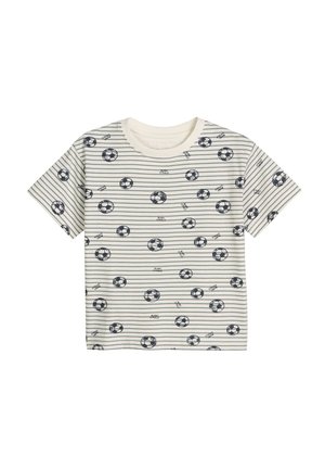 Marc O'Polo MIT FUSSBALL-ALLOVER - T-Shirt print - white cotton stripe