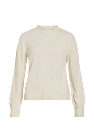 VILA, KNITTED PULLOVER VINOA HIGH NECK - Pullover - super light natural mel