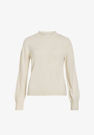 VILA, KNITTED PULLOVER VINOA HIGH NECK - Pullover - super light natural mel