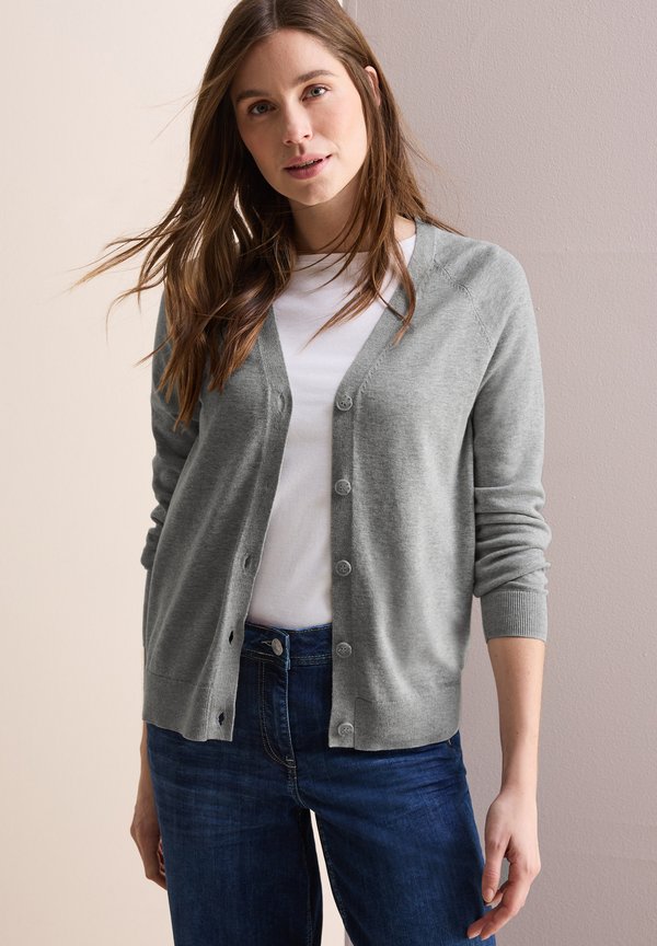 V-NECK - Strickjacke - grau