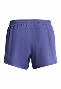 Lila herrträningsshorts med elastiskt midjeband, slät tygkvalitet och en enkel söm ner längs mitten bak.