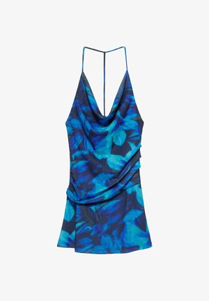 PULL&BEAR, STRAPPY FLORAL - DRESS - Jurk - mottled dark blue