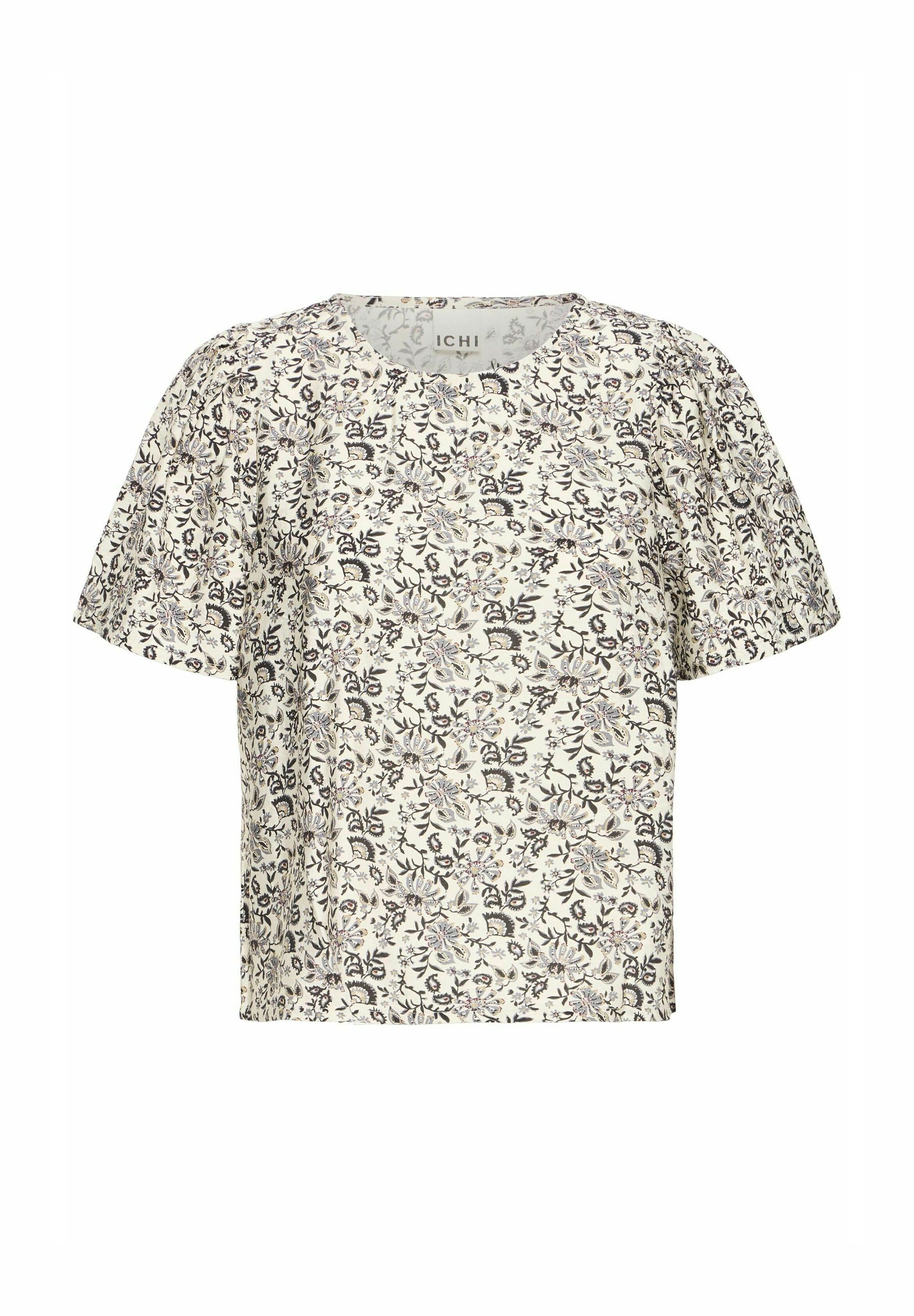 売れ筋商品|||イチ Tシャツ レディース トップス IXHARPER - Print T-shirt - meteorite flower print IXHARPER Women's Meteorite Flower Print Crew Neck T-shirt