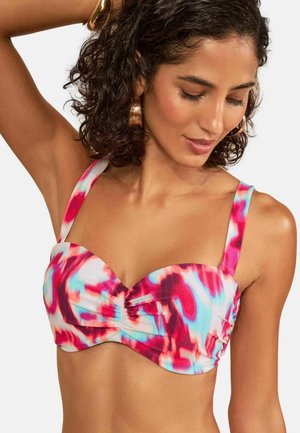 Love & Roses, REGULAR FIT - RUCHED MOULDED CUP BIKINI TOP - Bikini top - pink abstract print