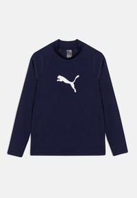 Jūras spēku garām piedurknēm sporta krekls, izgatavots no gludas auduma, ar baltu Puma logo centrā un raglāna piedurknēm.