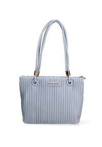 Borsa tote azzurro chiaro realizzata in materiale sintetico plissettato, con hardware dorato e manici doppi per una maggiore comodità nel trasporto.
