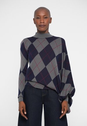 ARGYLE PATTERN  - Džemper - navy/grey