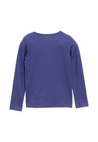 Langarmshirt aus einfarbigem Lila in Baumwolle. Mit rundem Halsausschnitt und geradem Schnitt. Einfaches Design ohne zusätzliche Muster oder Akzente.