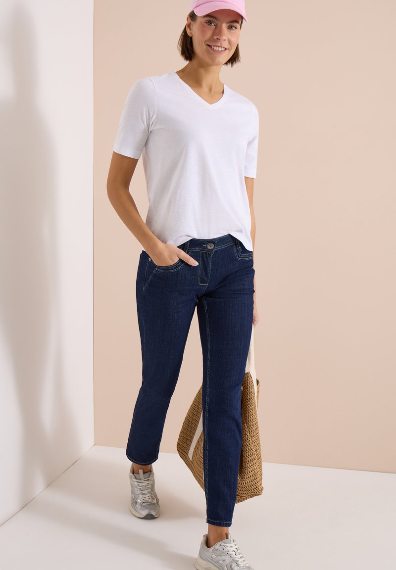 Cecil Jeans Donna Neele A Gamba Dritta Con Vita Alta - Modello Straight In Cotone Elastico, Lavaggio Rinsed - copertina