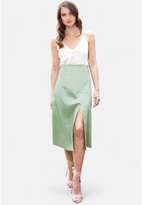 HotSquash MIDI WITH SIDE SPLIT - sukňa v tvare A - mint