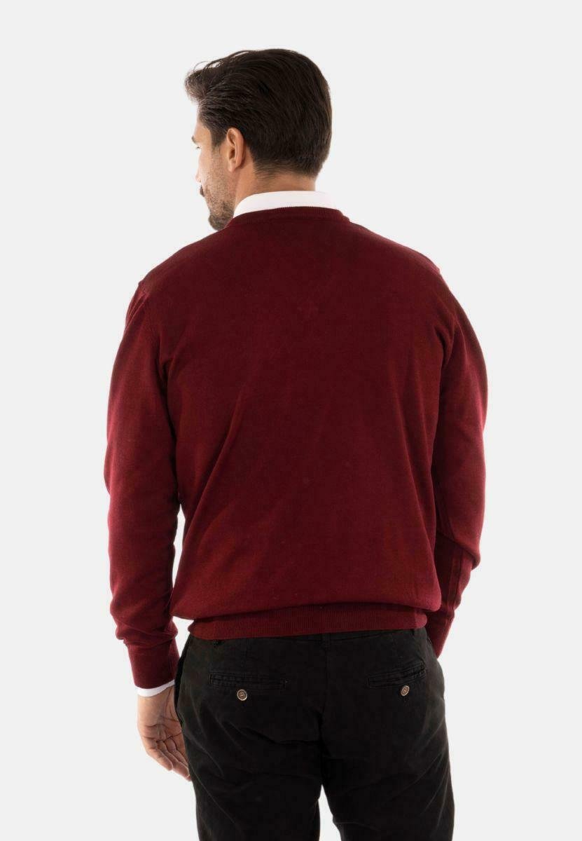 Evoga Maglioncino Uomo Scollo V Bordeaux - Slim Fit, Golf, Invernale