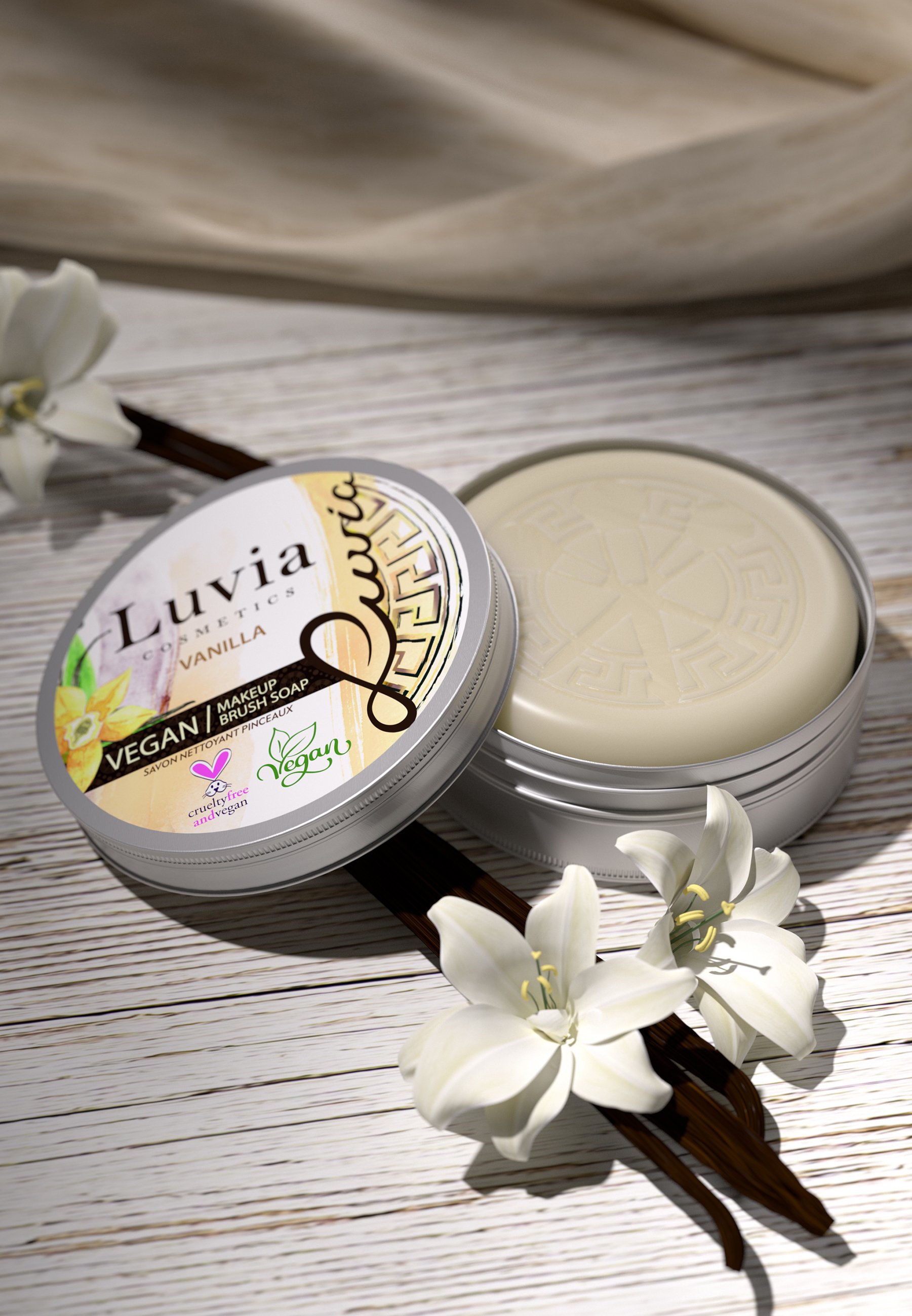 Luvia Pinselreiniger Seife, Fliederduft – Für Make-up-Pinsel & Beauty Blender, 100 G
