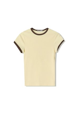 Bershka CONTRAST SHORT SLEEVE - T-Shirt basic - yellow