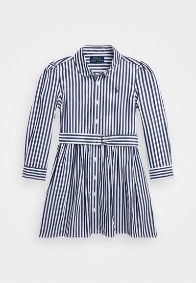 Polo Ralph Lauren STRIPED BELTED COTTON POPLIN SHIRTDRESS - Φόρεμα πουκάμισο - newport navy/white