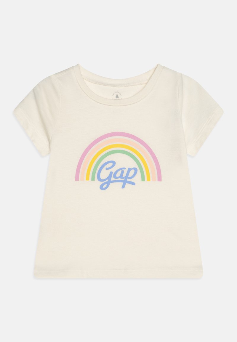 Neckline Loose Black/White Girl Print T-shirt Off-the-shoulder