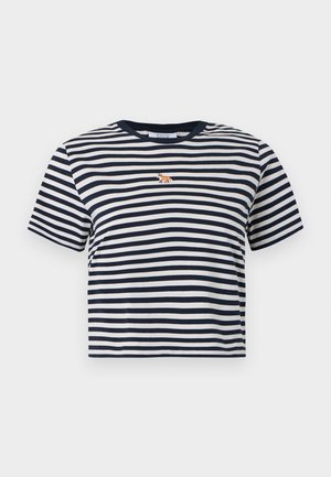 BABY FOX STRIPED BABY TEE - Marškinėliai su spaudiniu - dark navy/parchment white